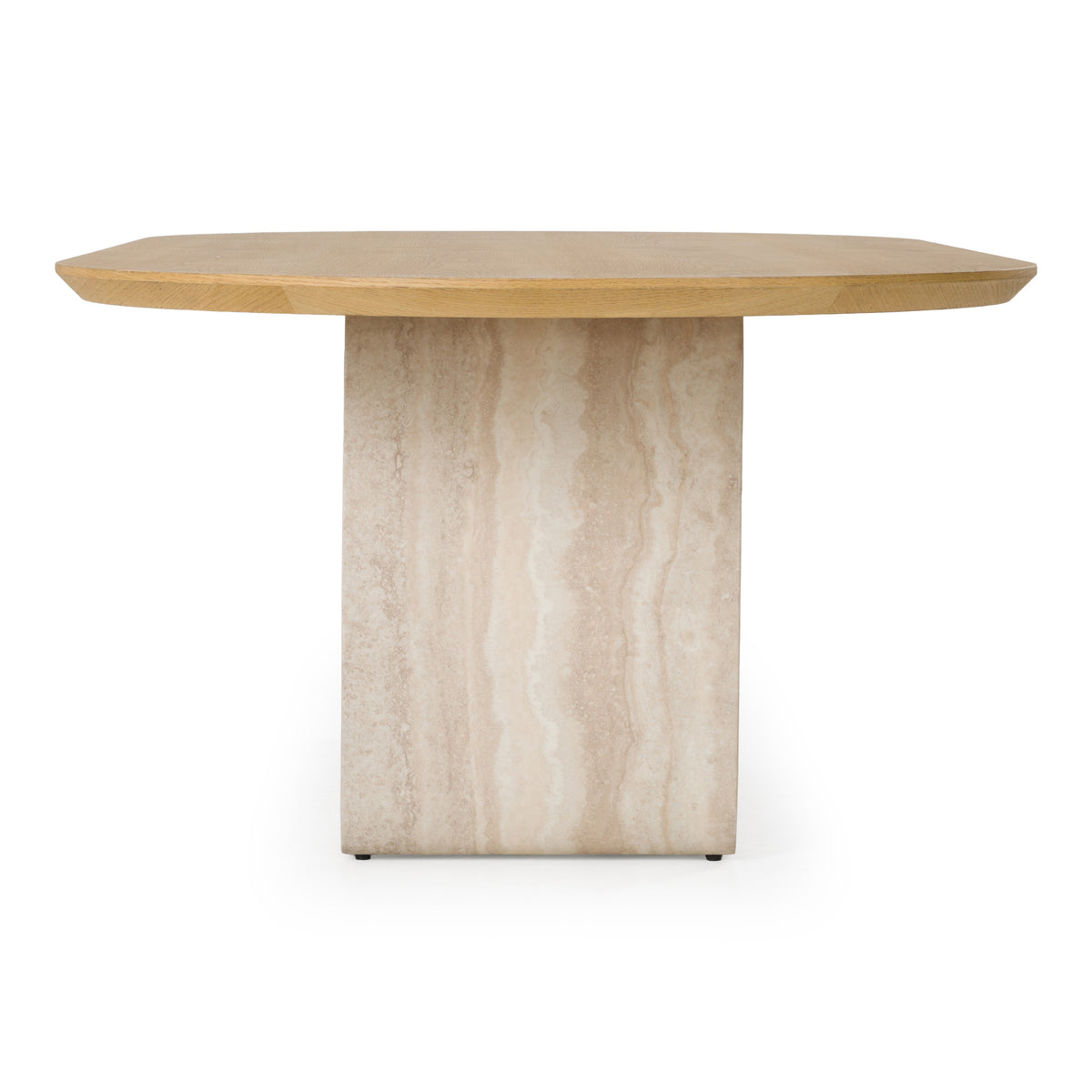 Wolff Modern White Oak + Faux Travertine Dining Table