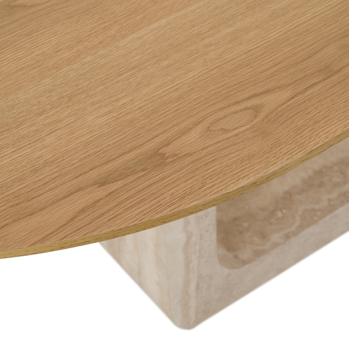 Wolff Modern White Oak + Faux Travertine Dining Table