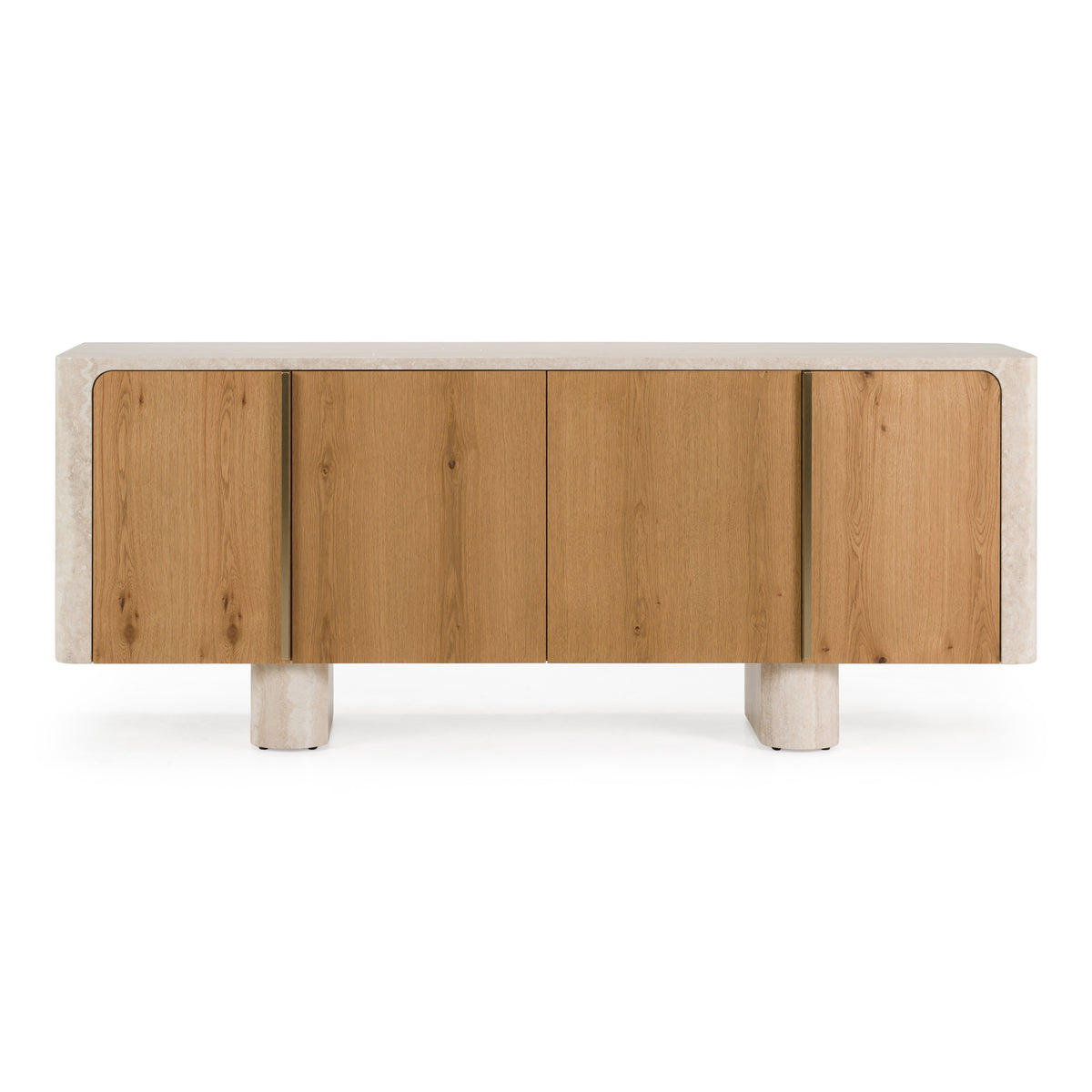 Wolff Modern White Oak + Faux Travertine Buffet