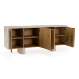 Wolff Modern White Oak + Faux Travertine Buffet