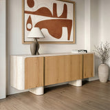 Wolff Modern White Oak + Faux Travertine Buffet