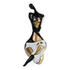 Woman Crossed Legs Black + White + Gold Sculpture