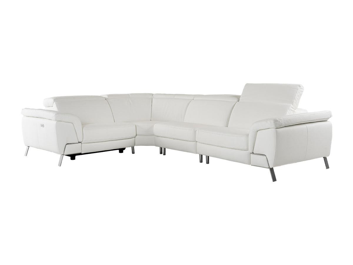Mini Wonder Italian Modern White Leather Sectional Sofa with Recliners