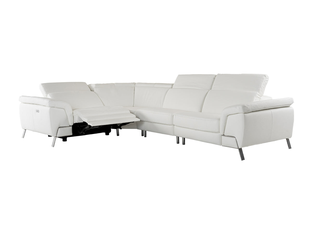 Mini Wonder Italian Modern White Leather Sectional Sofa with Recliners