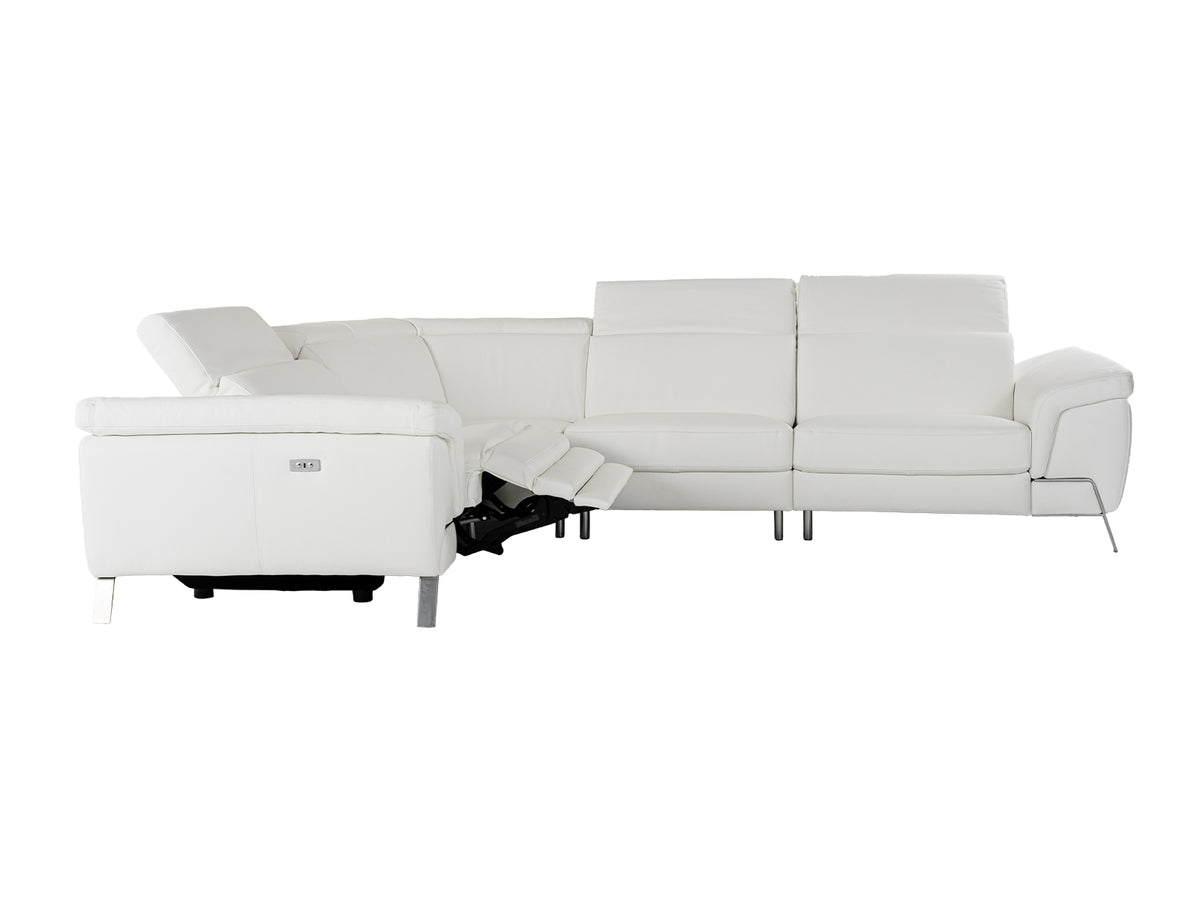 Mini Wonder Italian Modern White Leather Sectional Sofa with Recliners