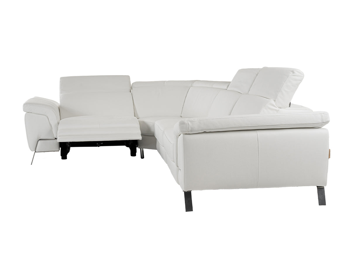 Mini Wonder Italian Modern White Leather Sectional Sofa with Recliners