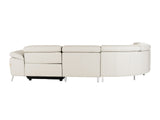 Mini Wonder Italian Modern Grey Leather Sectional Sofa with Right Facing Recliner
