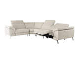 Mini Wonder Italian Modern Grey Leather Sectional Sofa with Right Facing Recliner
