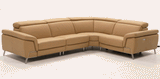 Mini Wonder Italian Modern Deserto Leather Sectional Sofa with Right Facing Recliner