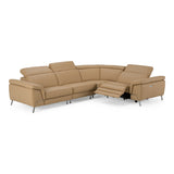 Mini Wonder Italian Modern Deserto Leather Sectional Sofa with Right Facing Recliner