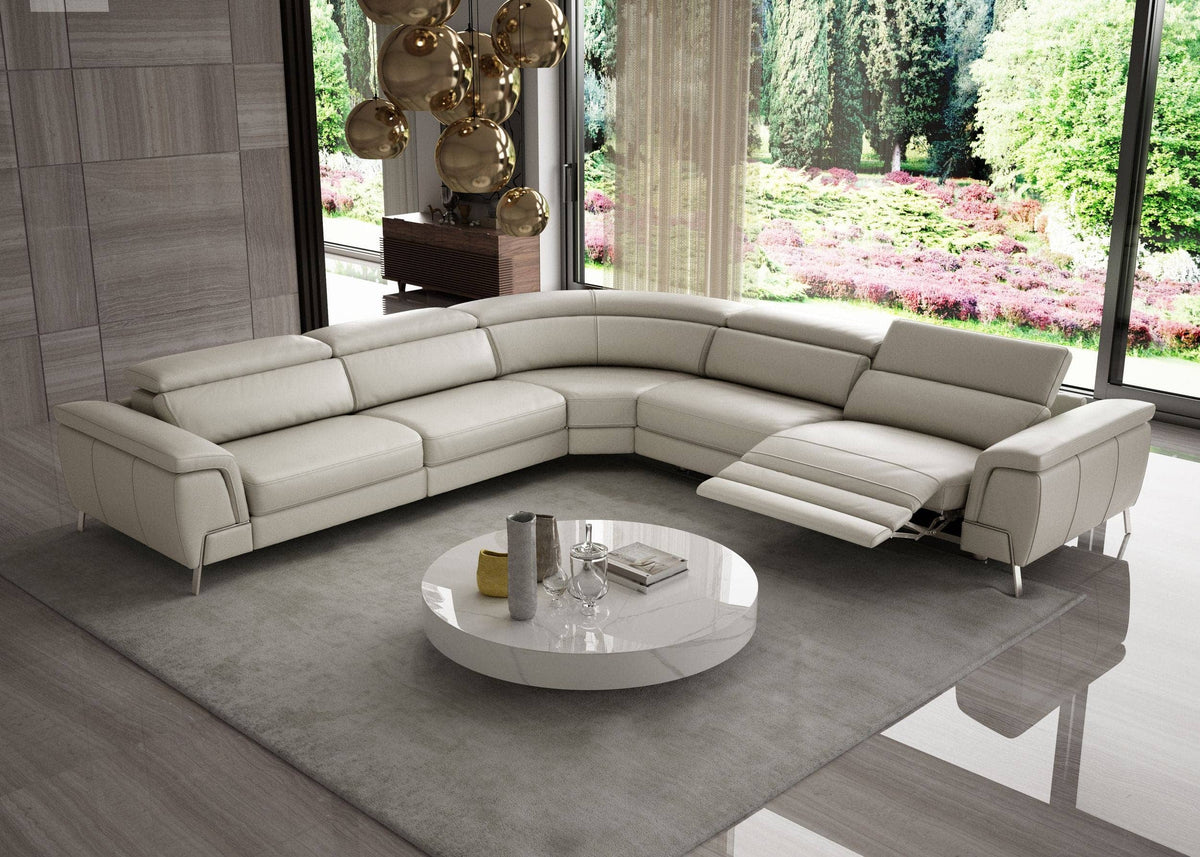 Wonder Italian Modern Light Taupe Leather Sectional Sofa with Recliners