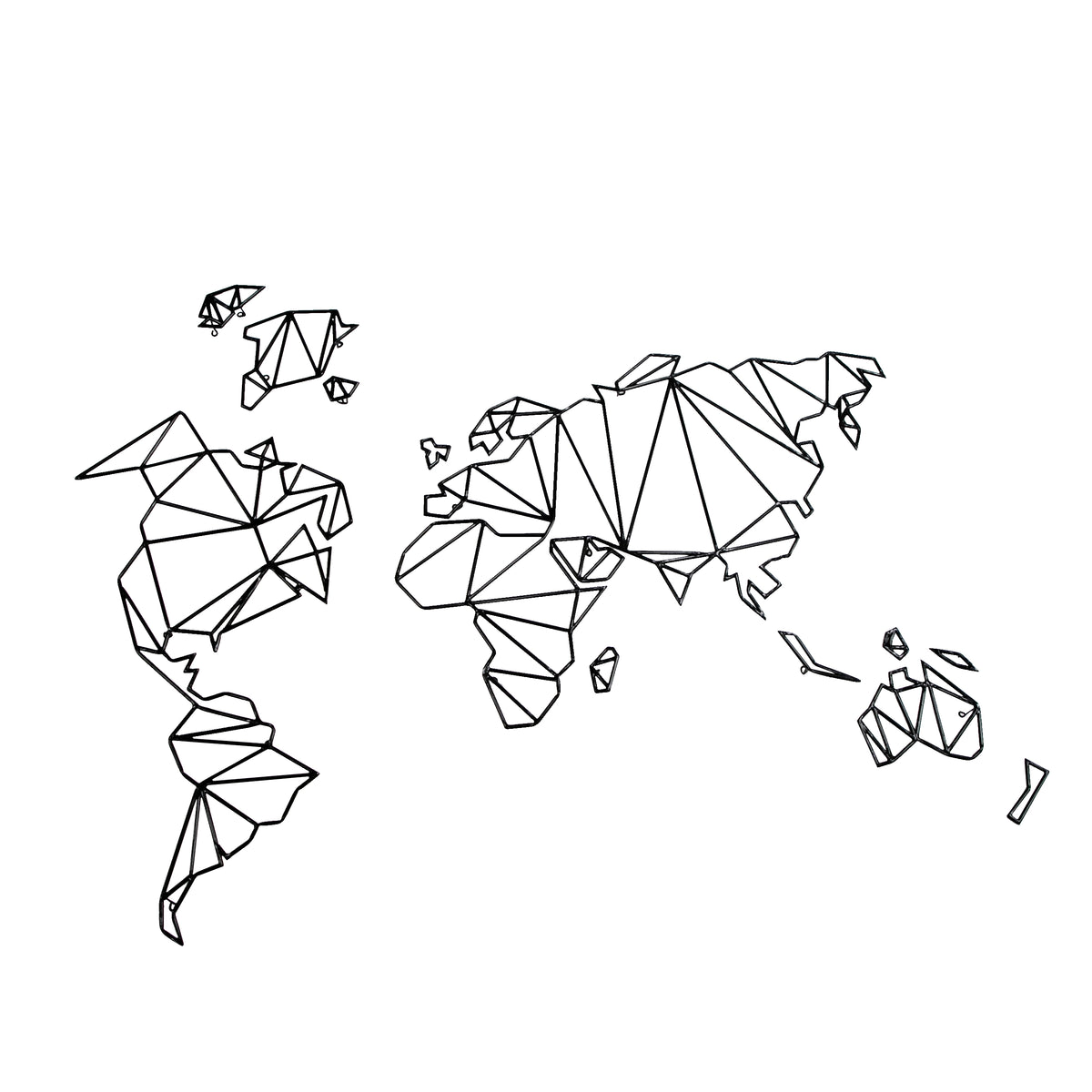 World Map Black Metal Wall Hanging