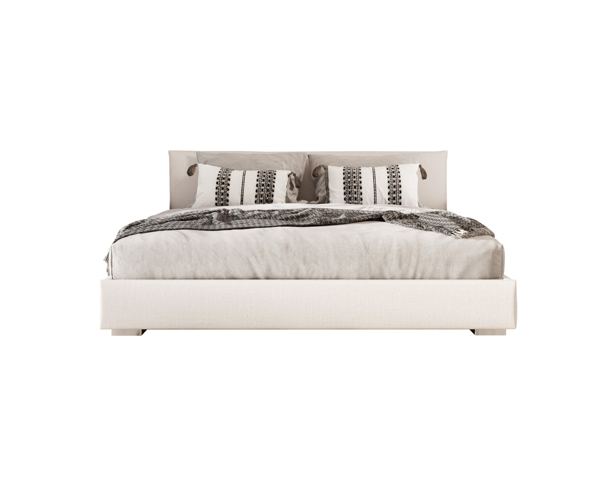 Sogno Italian Modern Beige Fabric Low Headboard EK Bed