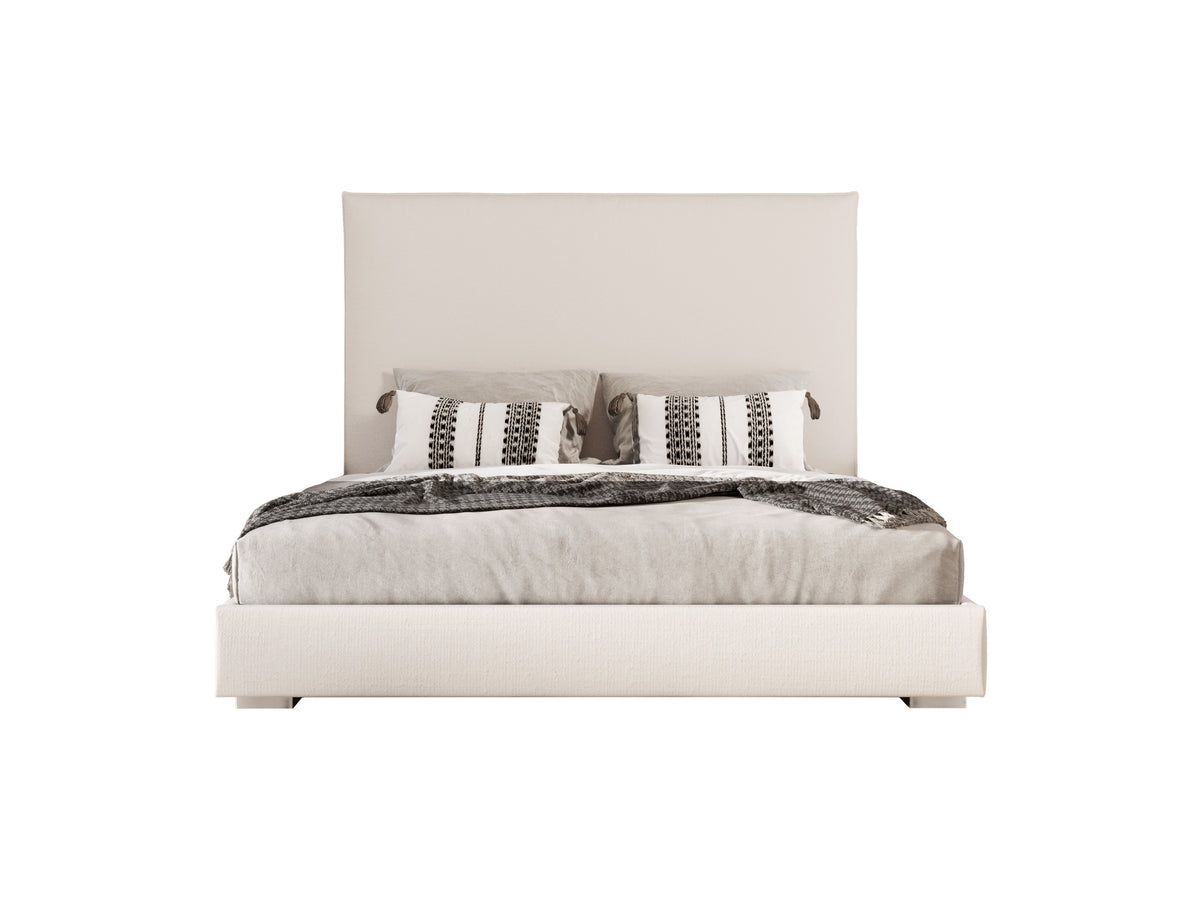 Sogno Italian Modern Beige Fabric High Headboard Bed