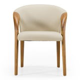 Wynetta Mid-Century Modern Grey Vegan Leather + Walnut Dining Chair