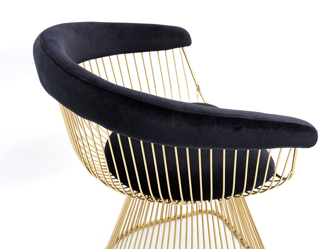 Chandler Black Velvet & Gold Dining Chair