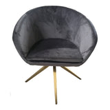 Yara Modern Grey Velvet & Bronze Dining Chair