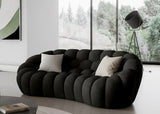 Yolonda Modern Curved Black Fabric Sofa Set