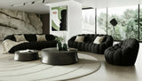 Yolonda Modern Curved Black Fabric Sofa Set