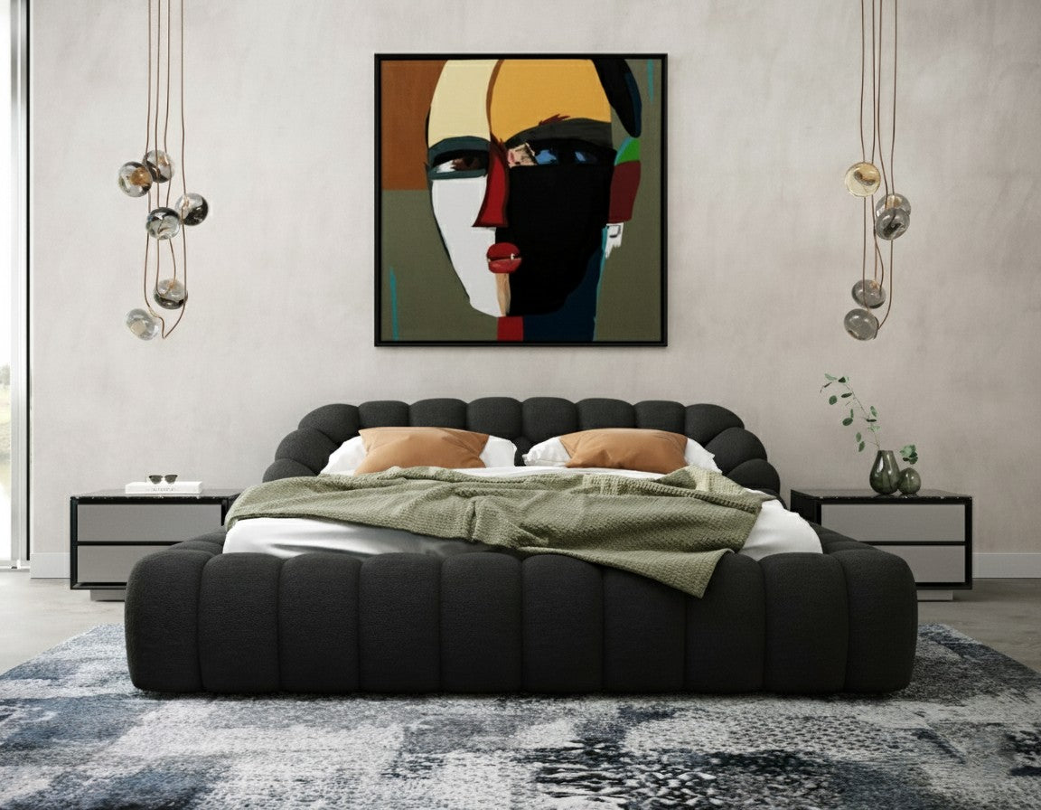 Yolonda Modern Black Fabric Bed