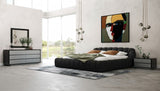 Yolonda Modern Black Fabric Bed
