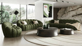 Yolonda Modern Curved Green Fabric Sofa