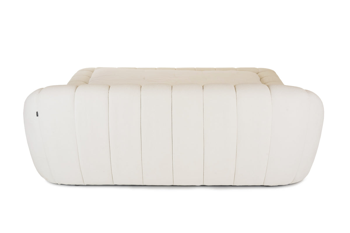 Yolonda Modern Off-White Fabric Bed