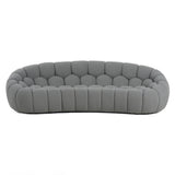 Yolonda Modern Curved Light Grey Fabric Sofa