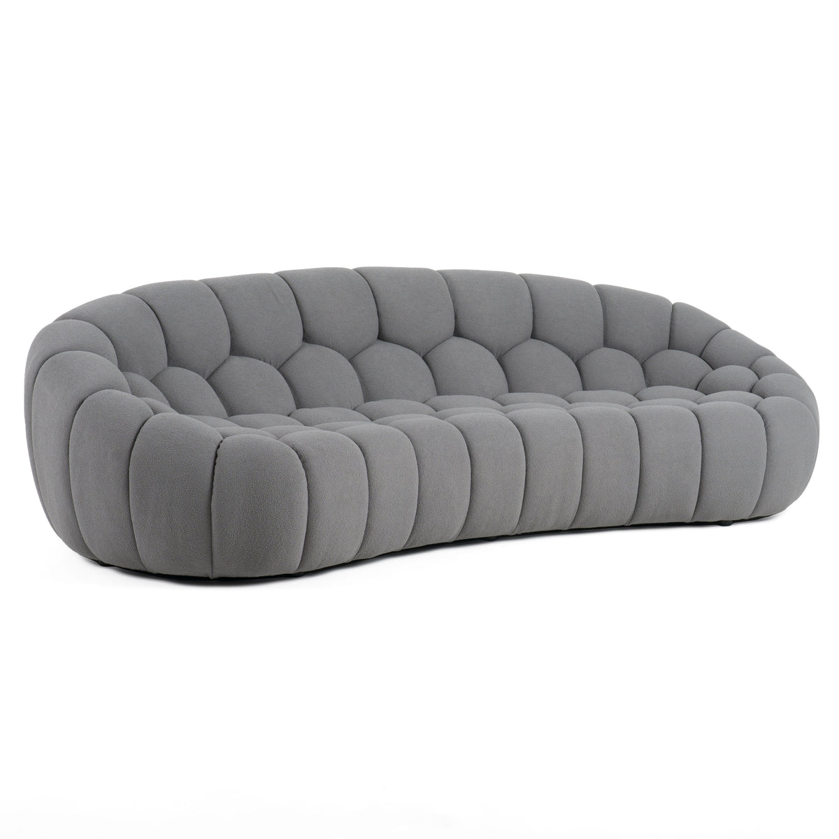 Yolonda Modern Curved Light Grey Fabric Sofa