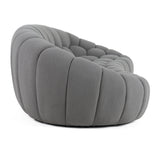 Yolonda Modern Curved Light Grey Fabric Sofa