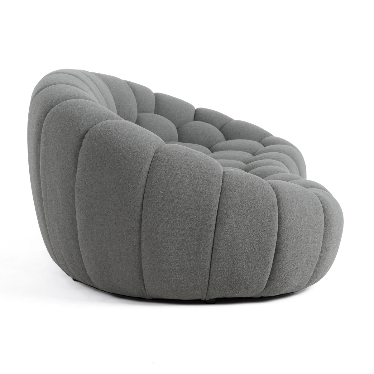 Yolonda Modern Curved Light Grey Fabric Loveseat