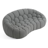 Yolonda Modern Curved Light Grey Fabric Loveseat
