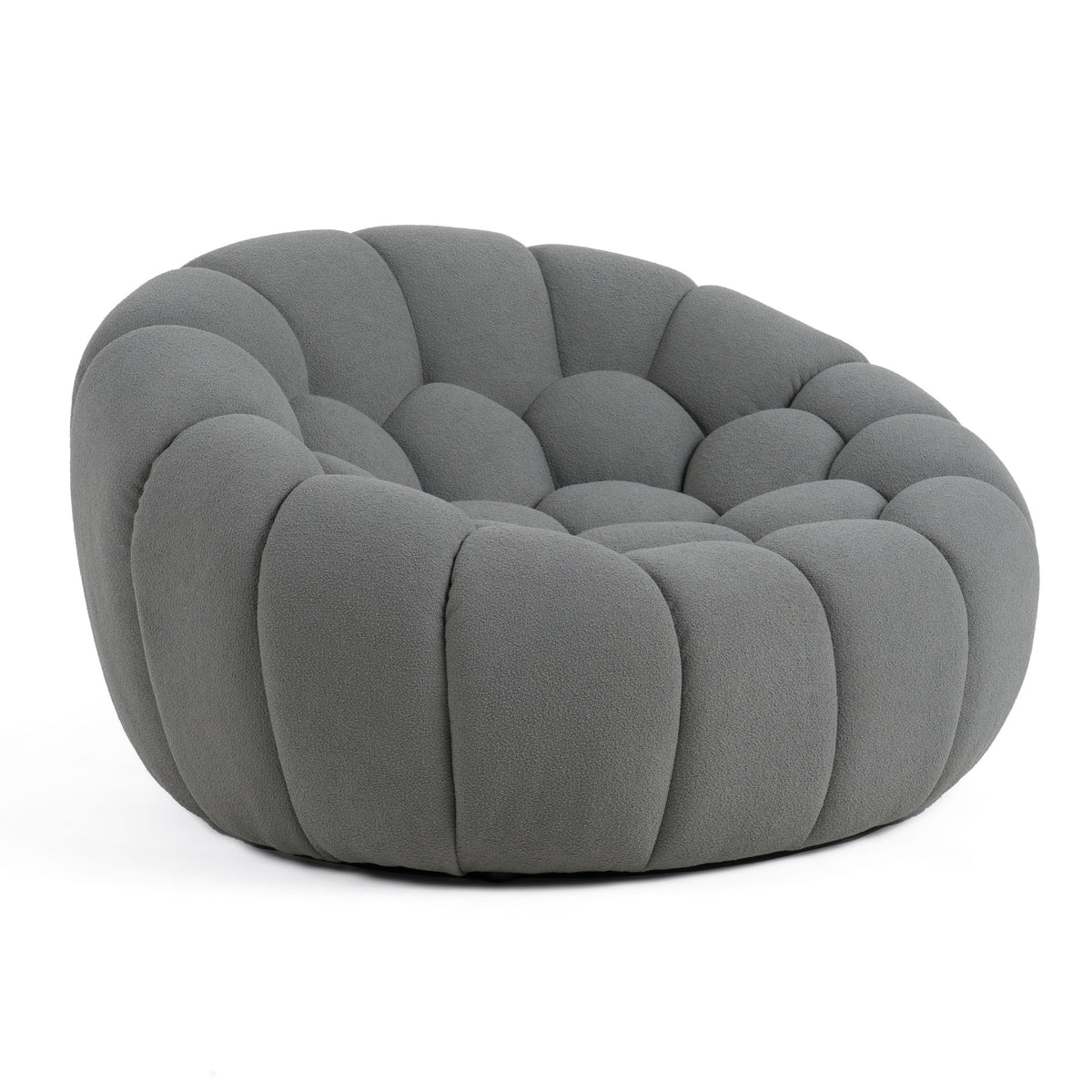 Yolonda Modern Curved Light Grey Fabric Chair