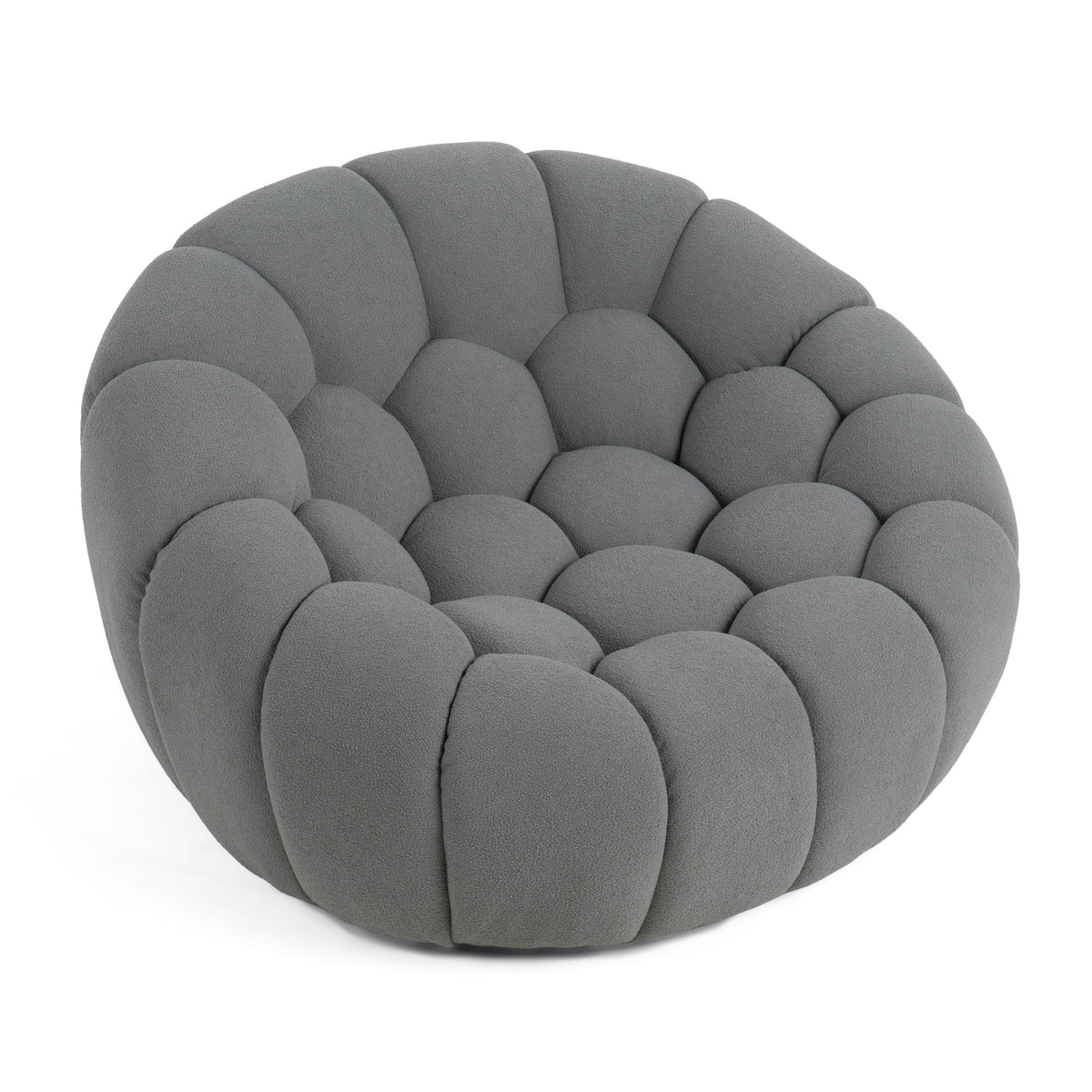 Yolonda Modern Curved Light Grey Fabric Chair