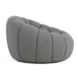 Yolonda Modern Curved Light Grey Fabric Chair