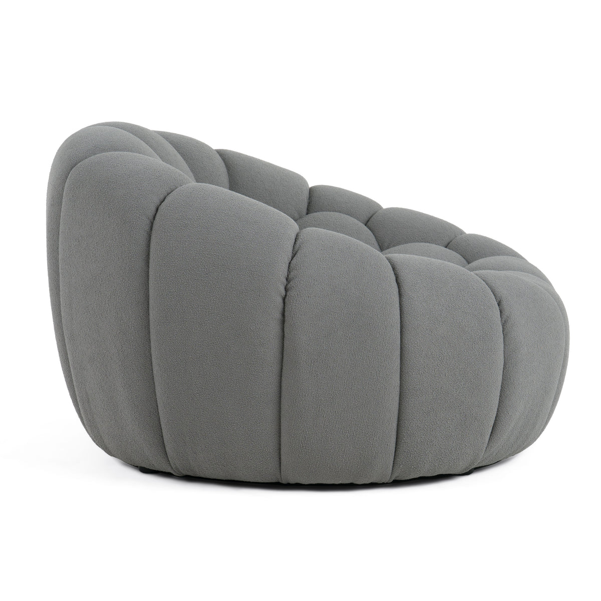 Yolonda Modern Curved Light Grey Fabric Chair