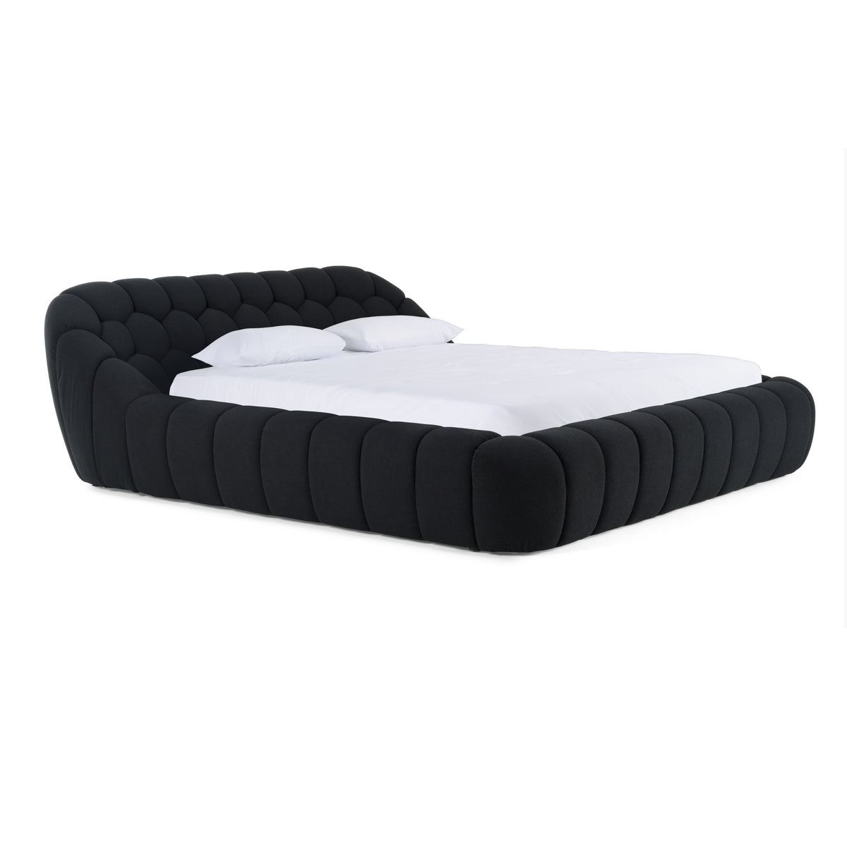 Yolonda Modern Black Fabric Bed