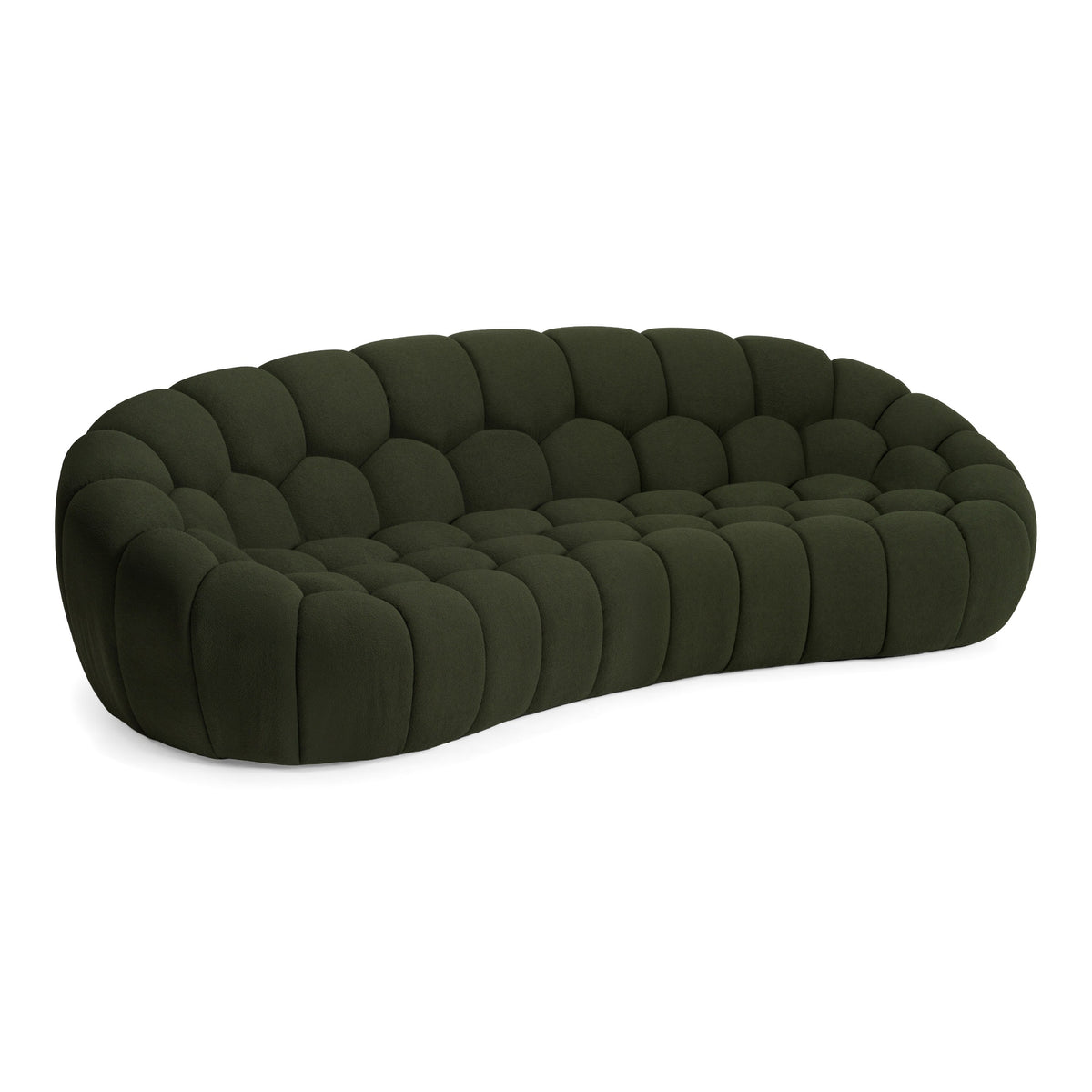 Yolonda Modern Curved Green Fabric Sofa