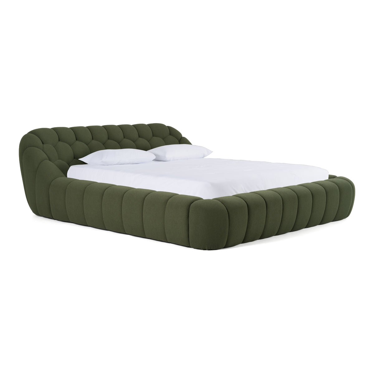 Yolonda Modern Green Fabric Bed