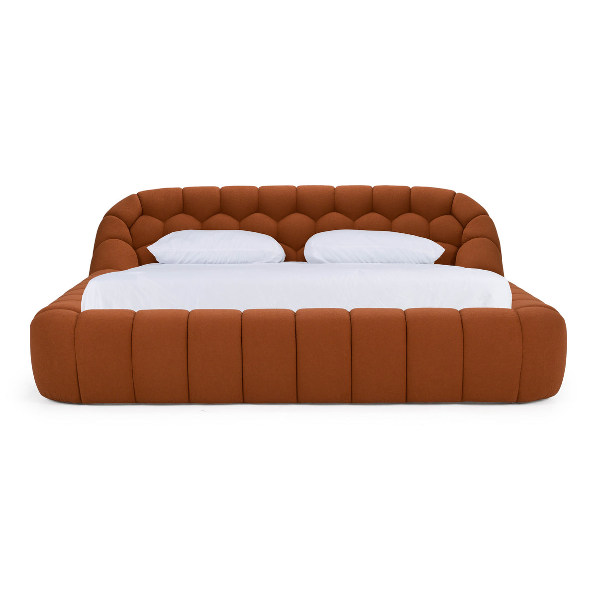 Yolonda Modern Orange Fabric Bed