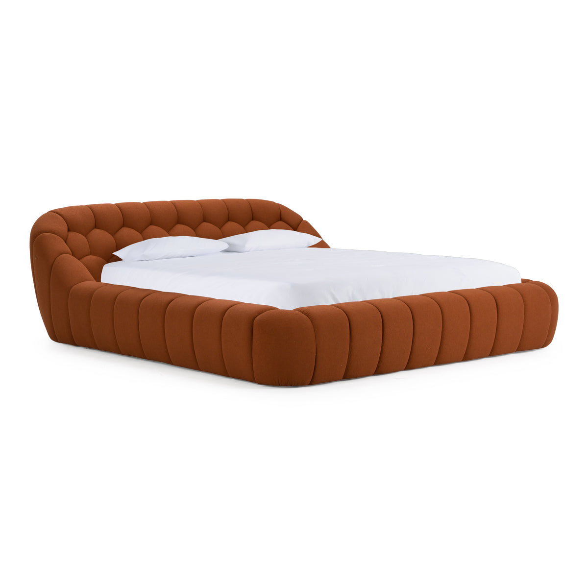Yolonda Modern Orange Fabric Bed