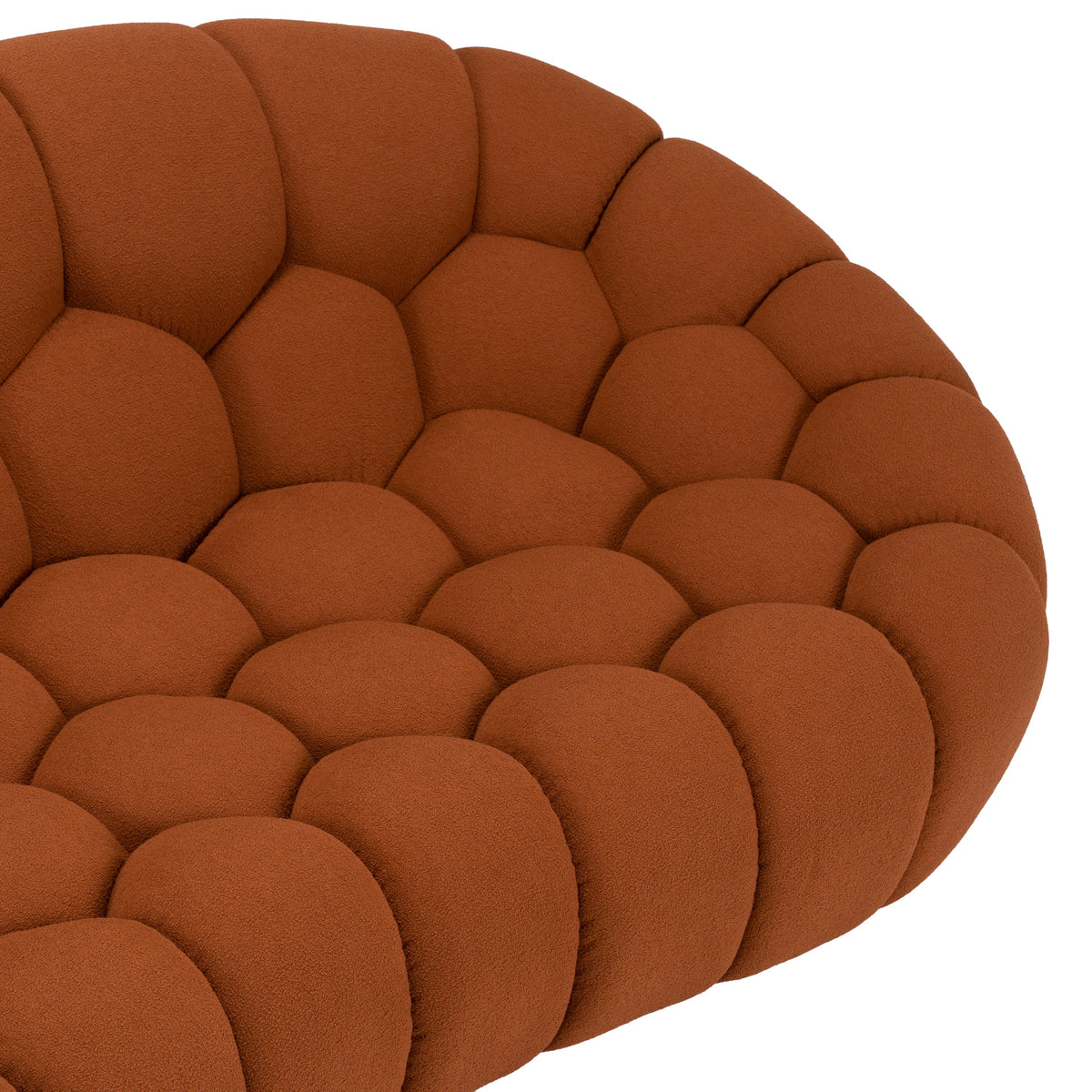 Yolonda Modern Curved Orange Fabric Sofa