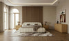 Yolonda + Dustin Modern Off-White Fabric + Natural Oak 4-Piece Bedroom Set