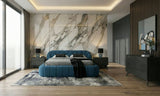 Yolonda + Soria Modern Dark Teal Fabric + Grey Wash 4-Piece Bedroom Set