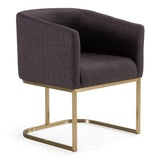 Yukon Modern Grey Fabric & Antique Brass Dining Chair