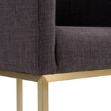Yukon Modern Grey Fabric & Antique Brass Dining Chair