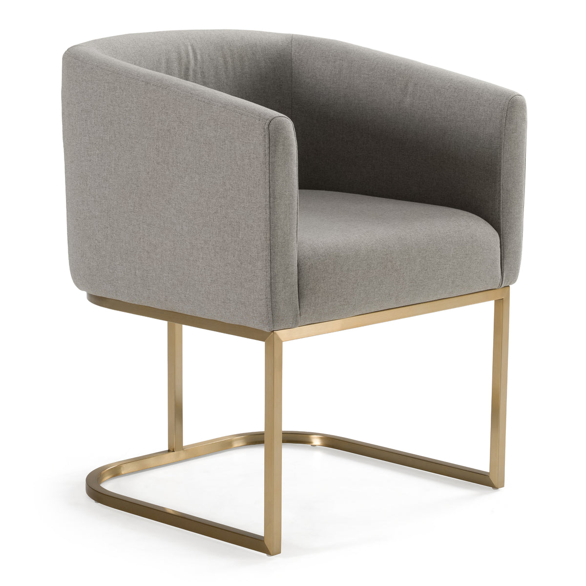 Yukon Modern Medium Grey Fabric & Antique Brass Dining Chair