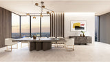 Yukon Modern Beige Bonded and Antique Brass Dining Chair