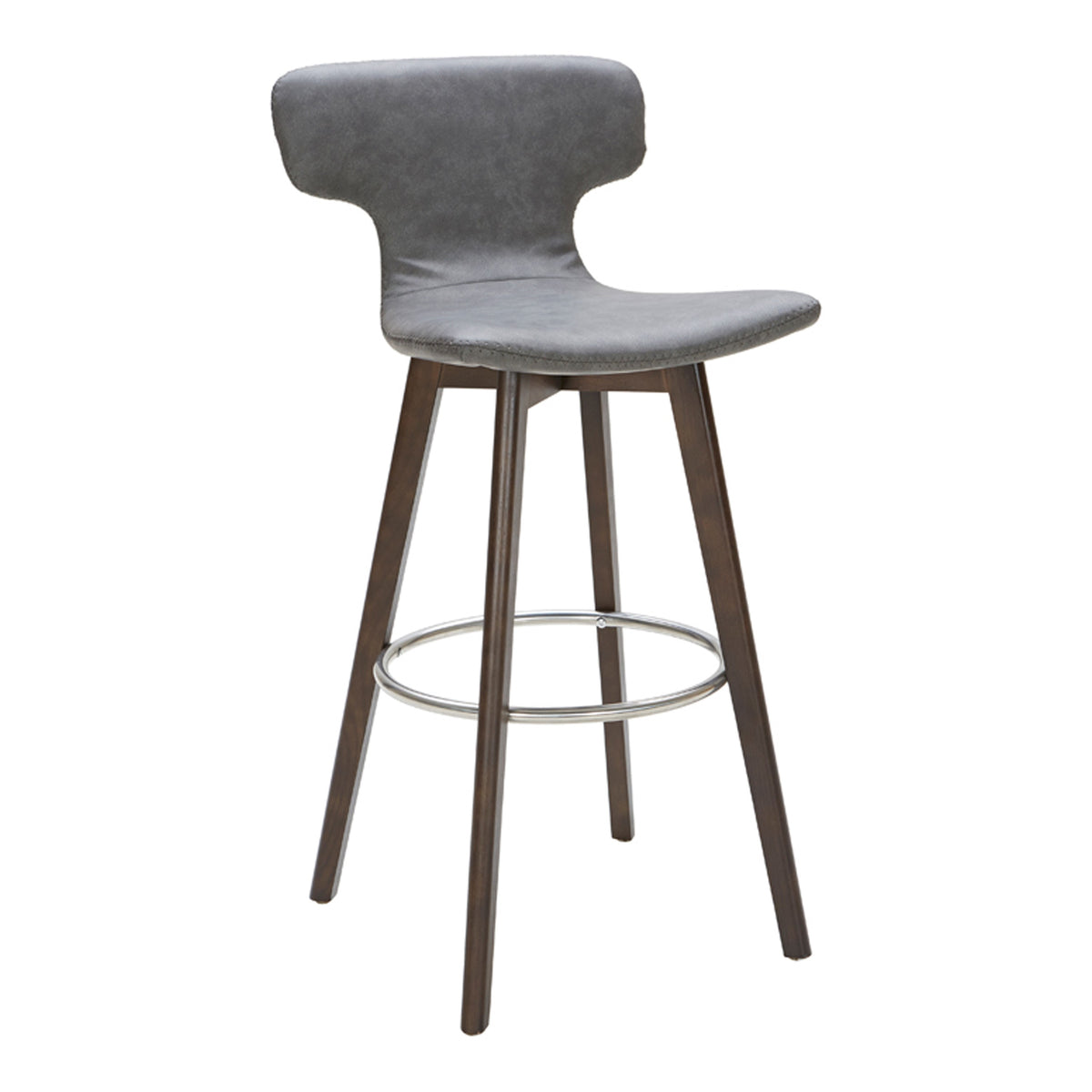Zach Mid-Century Dark Grey Eco-Leather Bar Stool