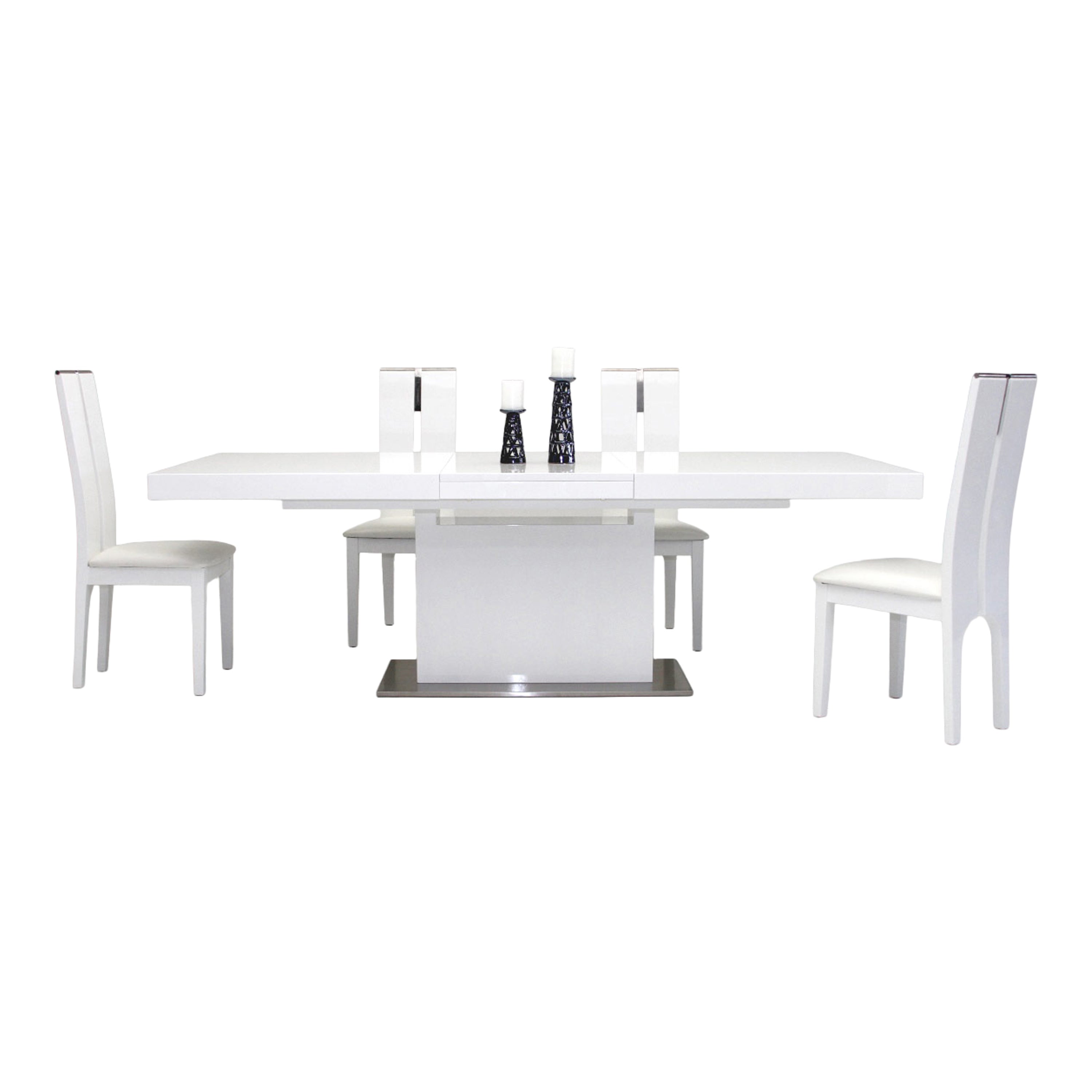 Zenith Modern White Extendable Dining Table